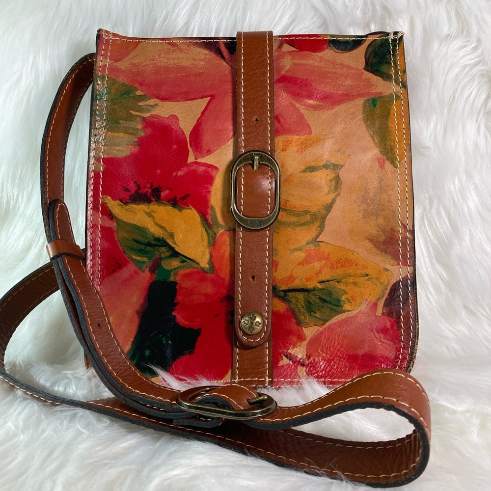 EUC Patricia Nash Floral Leather Crossbody Bag